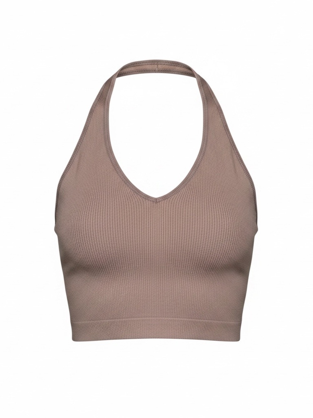 SO Ribbed Halter Bralette in Taupe